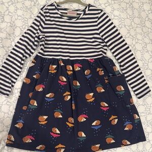 Hanna Anderson Striped Navy Kids Dress with Umbrella Print